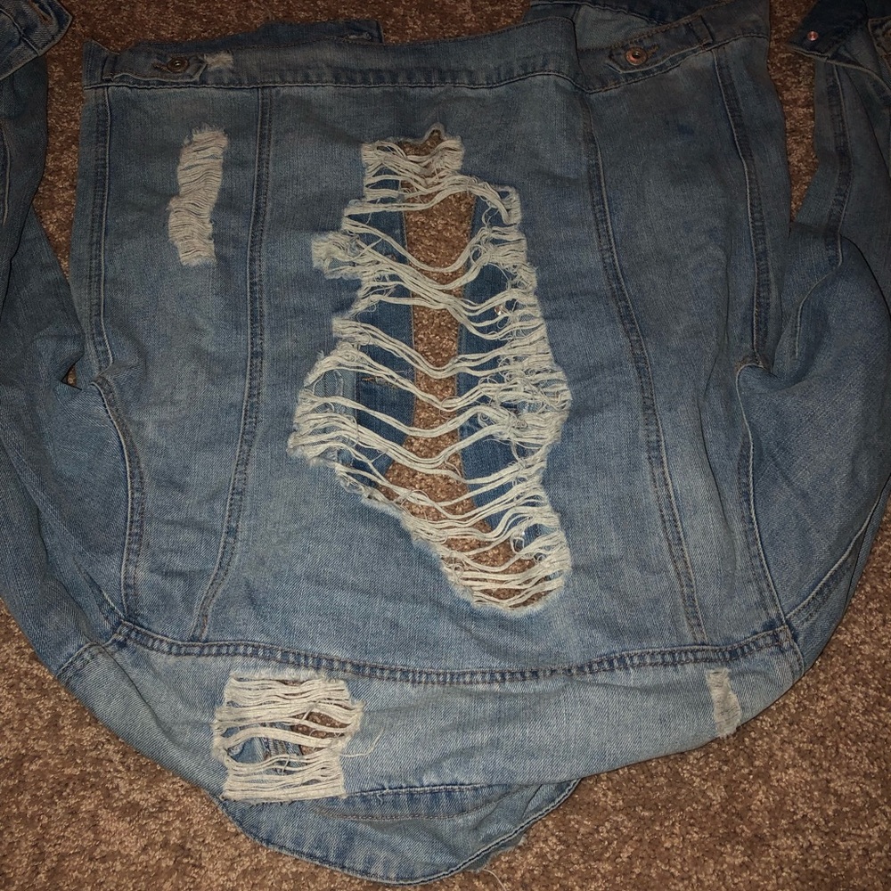 Oversized Distressed Jean Jacket